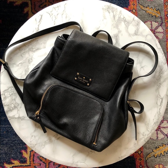 kate spade Handbags - Kate Spade Black Pebbled Leather Backpack